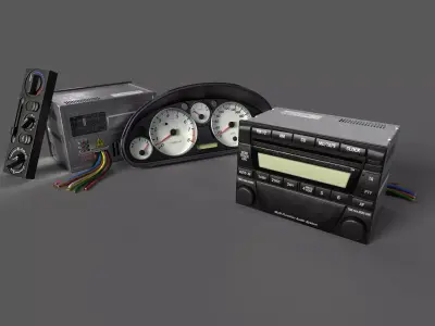 Mazda MX-5 Speedometer Radio Klima Low-poly 3D model