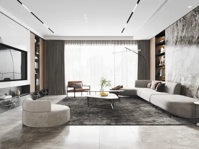 Luxury apartment living room 11 3D model