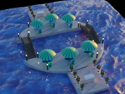 Exterior Beach Resort Scene File 3D model Free 3D model