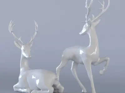 Deer Figurines - 2 set 3D model