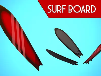 SURF BOARD 01 CARTOON STYLIZED Low-poly 3D model