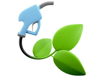 3d Fuel handle pump nozzle and hose with green leaves icon 3D model
