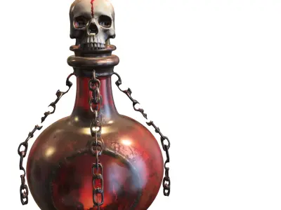 Dark Skull Potion Bottle Low-poly 3D model