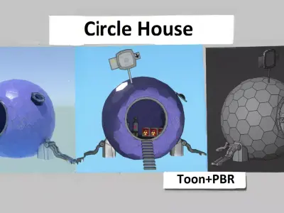 Circle House made out of hexagons Low-poly 3D model