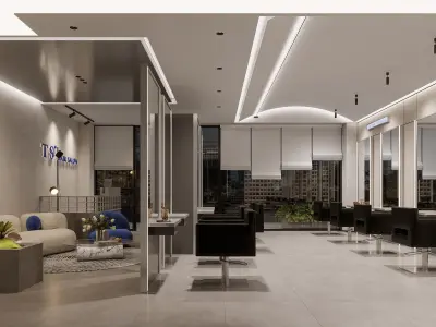 modern hair salon interior 3D model