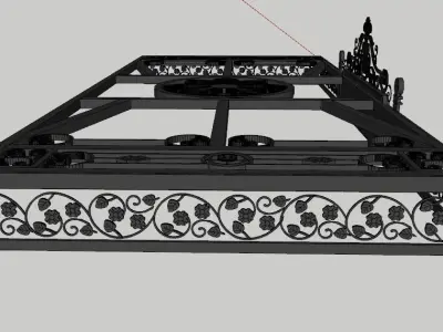 Iron Glass Roof Art Mounted Villa Facade 3D model 3D model