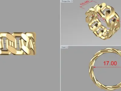 Miami Cuban Link Chain Ring 10mm wide 3D print model 3D print model
