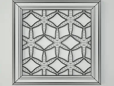 Lattice Square Wood Panel Wall Art 3D model