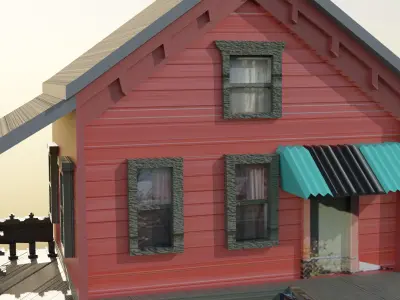 Little Red House Stylized 3D Model Low-poly 3D model