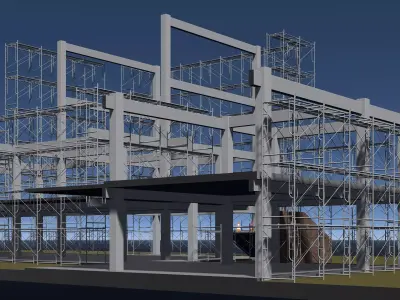 Town hall building under construction in section cut 25-57 3D model