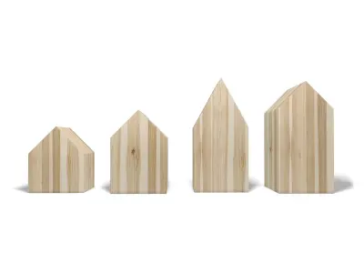 Miniature Wooden Houses - Decoration Low-poly 3D model