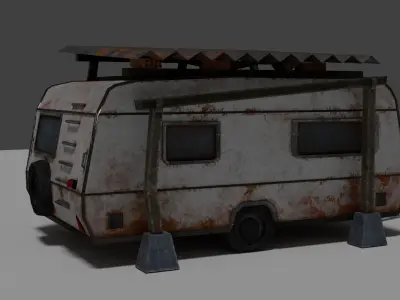 caravan Mobile vehicle for stylized-cartoon paint Low-poly 3D model
