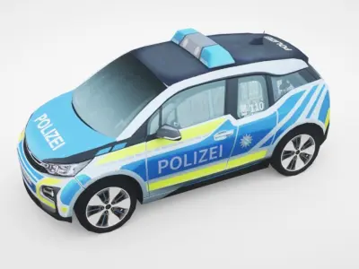 Generic Police v8 Small City car Low-poly 3D model