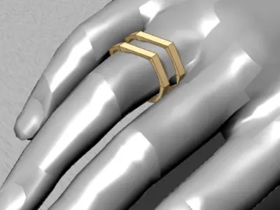 Twins Geometric Ring 3D print model