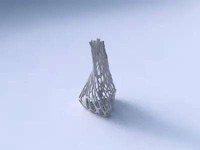 Vase twist puffy tappered triangle with cracked organic lattice  3D print model