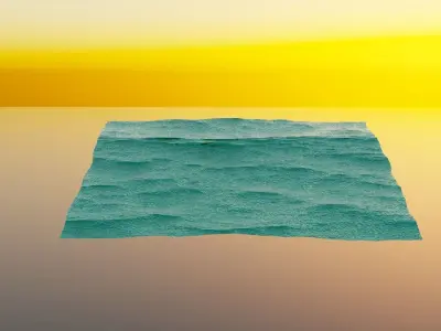 Oceans piece of paper in ocean at sunset Free 3D model
