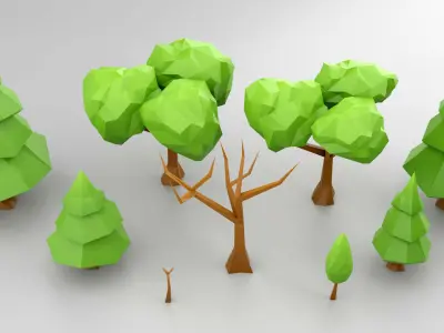 Low-Poly Forest Nature Set Free Trial Free low-poly 3D model