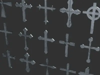 Cross Christianity Symbols Old Iron Low-poly 3D model