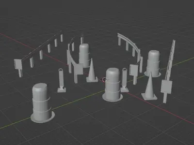 road barriers 3D model Low-poly 3D model