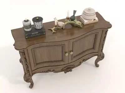 Classic European style Sideboard and Decoration 3 3D model