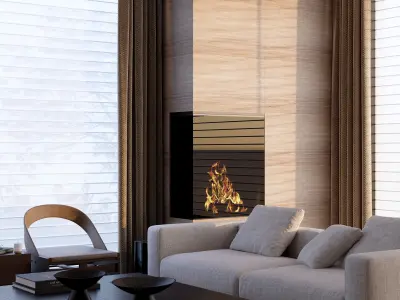 Minimalist Luxury Dining and Living Room Interior Scene 3D model