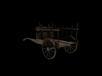 Old wooden cart  3D model