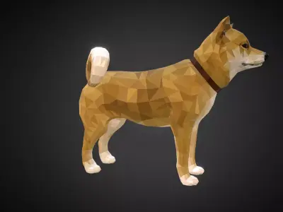 Dog Yellow Animal Low Polygon Art Low-poly 3D model