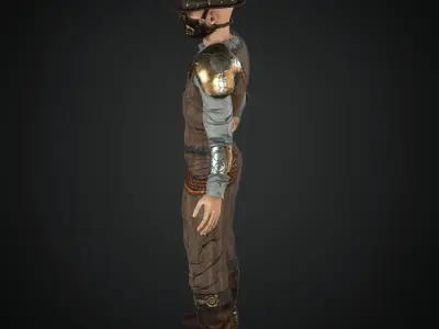  Steampunk rigged character Low-poly 3D model