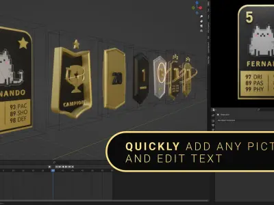 Ultimate SPORT CARD PACK Animated templates for Blender 3D model