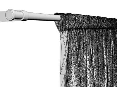 Gold colored window curtains 3D model