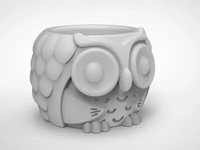 owl pattern vase 3D print model