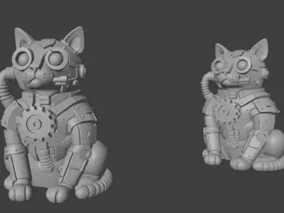 Mechanical Cat Sculpture 3D print model