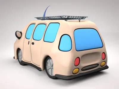 Automobile 3d cartoon car with roof 3D model