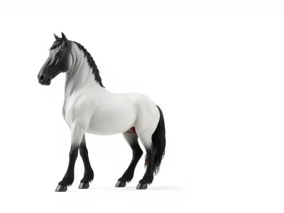 Black Percheron Horse 3D Model with Impressive Stature and St... Low-poly 3D model