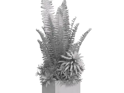 Flower arrangement in a modern pot 3D model