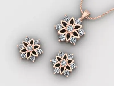 Snowflake Pendant and Earings 3D print model