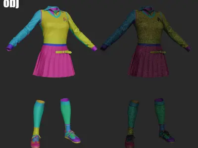 School uniform 10 - Marvelous Designer project and OBJ 3D model