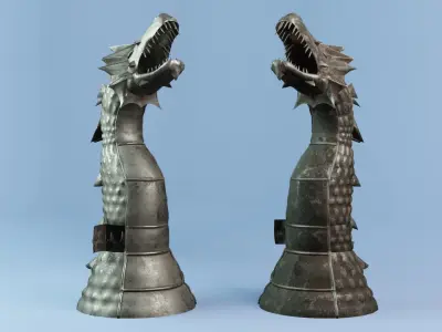 Dragon Looking Stove in the Garden - Bahcede Ejderha Soba Free low-poly 3D model