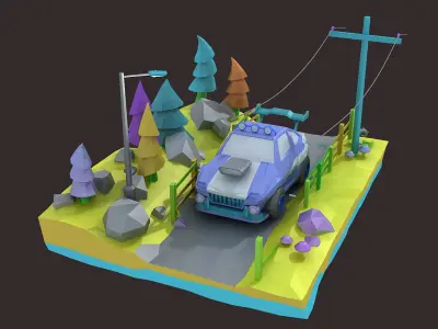 low poly car Cartoon Car collection toon vehicle  sport classic  3D model