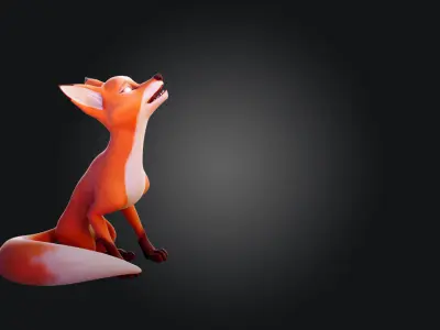 Cartoon Fox for blender Rigged Low-poly 3D model