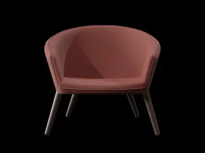 Ditzel Lounge Chair-fabric red Low-poly 3D model