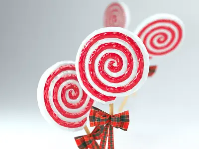 Christmas Candy Spiral Lollipop 3D Model 3D model