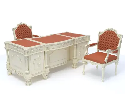 Classical Desk ArmChair 3D model