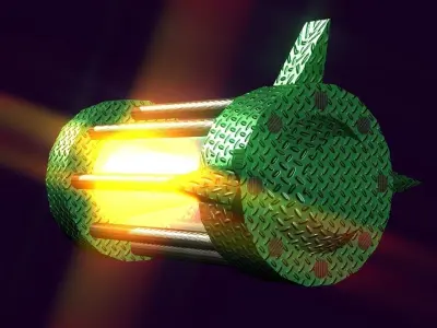 Flame Engine Piped Spaceship Low-poly 3D model