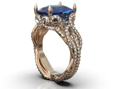 ring with stones Anna Hu Haute Joallerie 3D print model