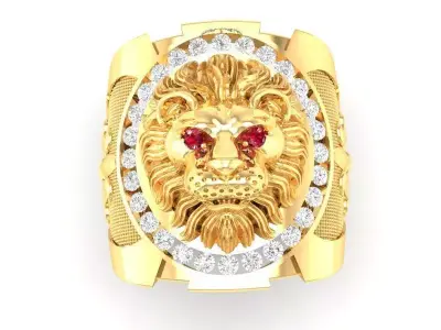 Luxury Lion Head Men Ring  315 3D print model