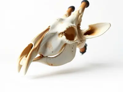 Giraffe Skull Model Pack with Detailed Bone Texture Low-poly 3D model