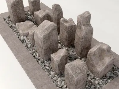 Square stone block pebble fundament n1  3D model
