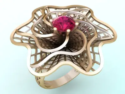  Mesh flower ring - Italian rings - Womens Rings - N6438 3D print model