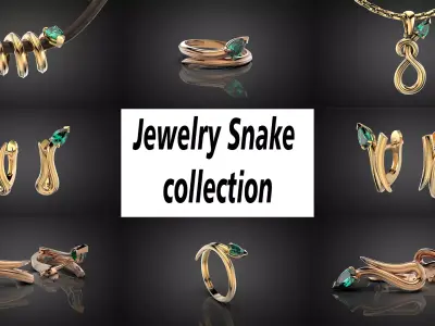 High jewelry snake set 2025 rings earrings pendant necklace 3D Model Pack